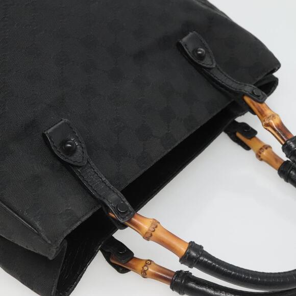 GUCCI GG Canvas Bamboo Tote Bag Black - Picture 6 of 16